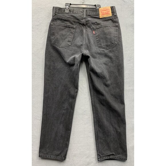 Levi's 550 Mens Denim Jeans Relaxed Fit Tapered Black Zipper Fly Size 35X32 Read - Picture 1 of 16